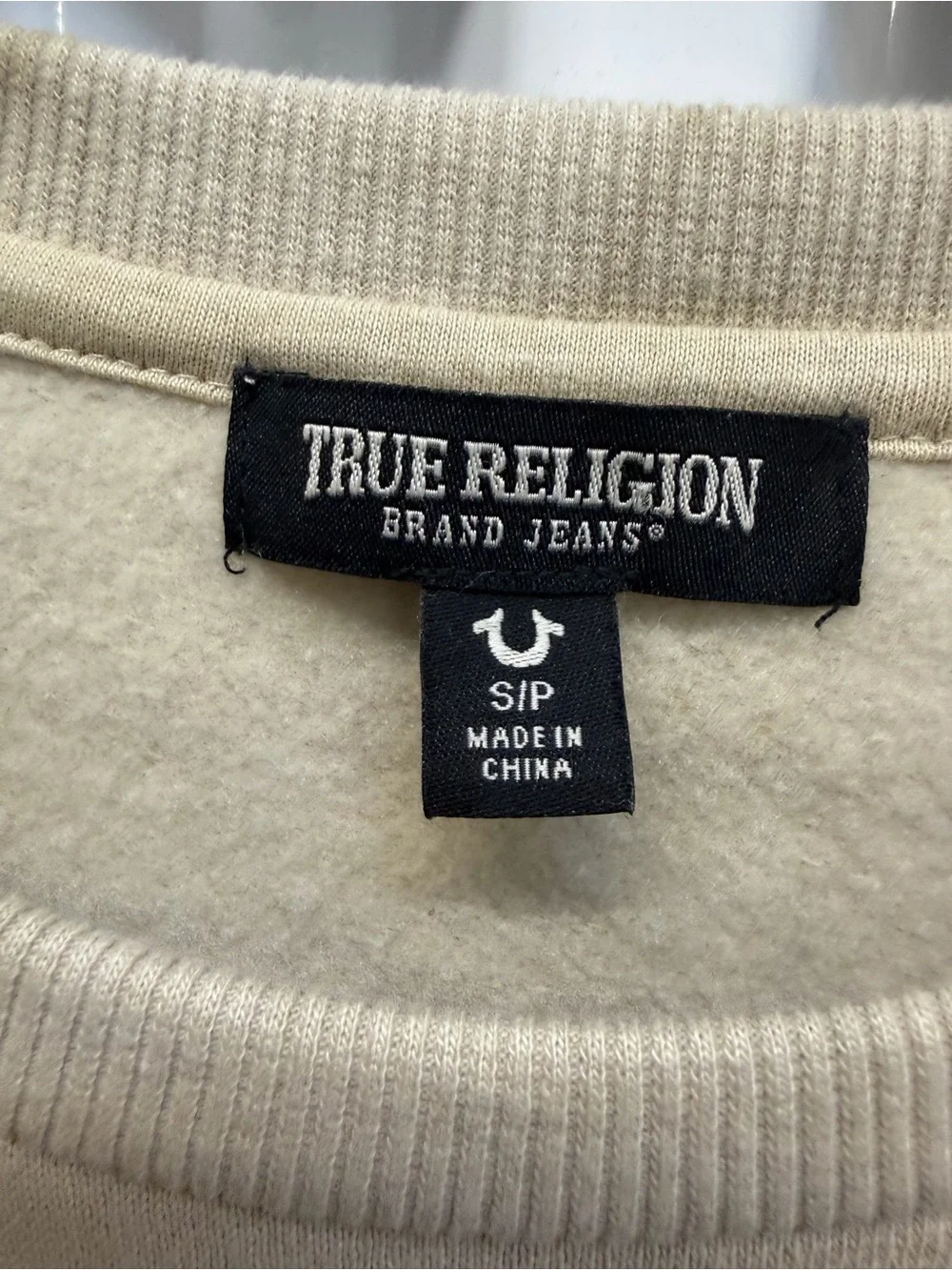 True Religion Tie Dye Horseshoe Sweatshirt Men Small Tan Beige